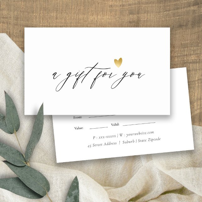  Minimal Simple Script Gold Heart Gift Certificate (Creator Uploaded)