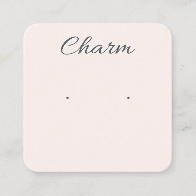 Minimal Simple Soft Blush Logo Earring Display Square Business Card (Front)