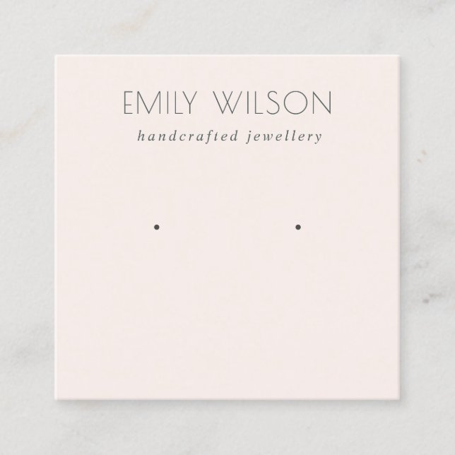 Minimal Simple Soft Blush Pink Earring Display Square Business Card (Front)