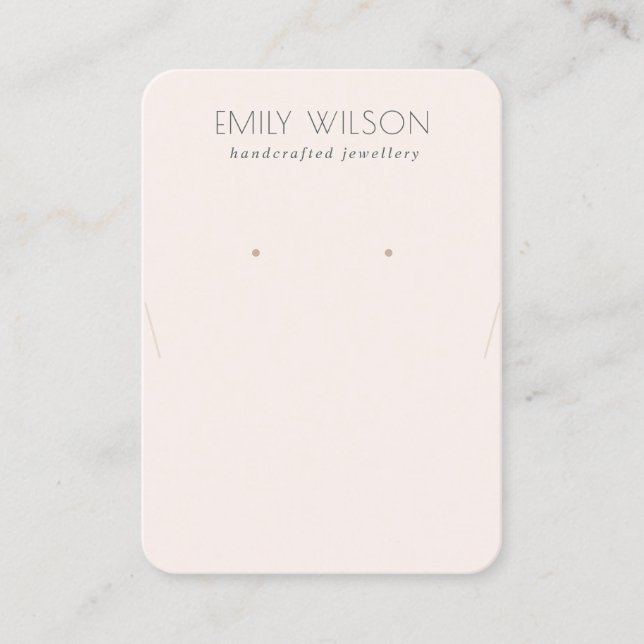 Minimal Simple Soft Blush Pink Earring Necklace Business Card (Front)