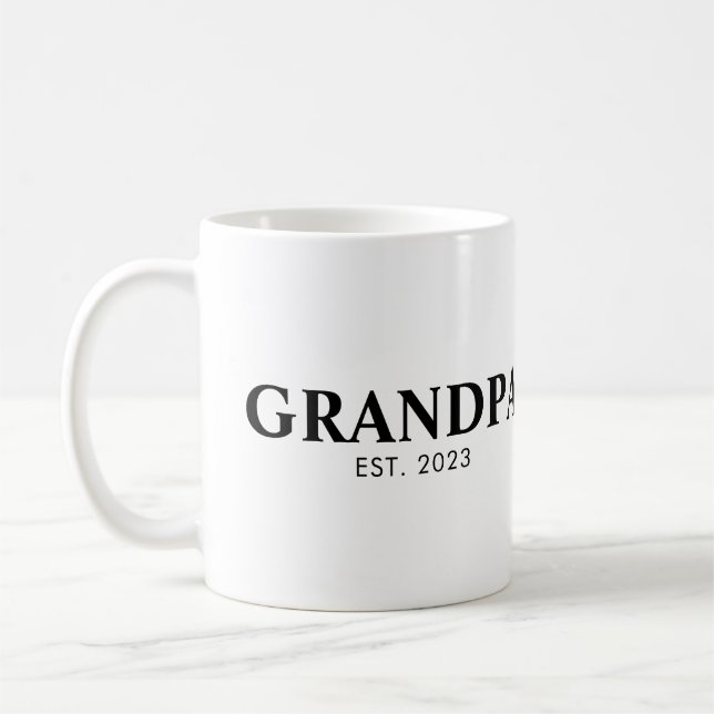 Minimal Simple Text Grandpa Established Est Year Coffee Mug (Left)