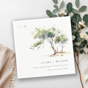 Minimal Simple Watercolor Botanical Tree Wedding Napkin