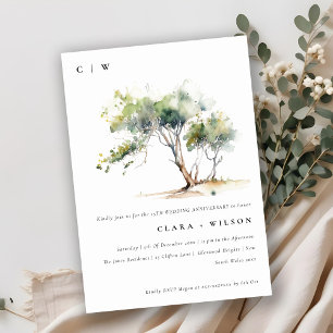 Minimal Simple Watercolor Tree Wedding Anniversary Invitation