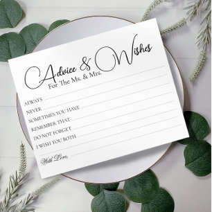 Minimal Simple Wedding Advice Wishes Cards