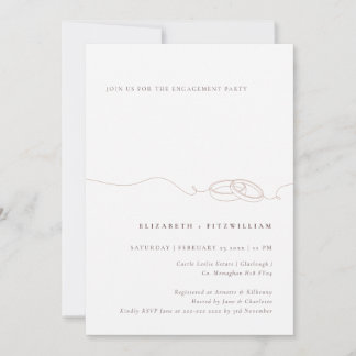 Minimal Simple Wedding Ring Blush Engagement Party Invitation
