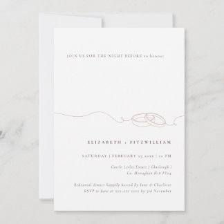 Minimal Simple Wedding Ring Blush Night Before  Invitation