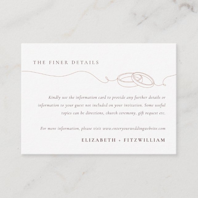 Minimal Simple Wedding Rings | Blush Wedding Info Enclosure Card (Front)