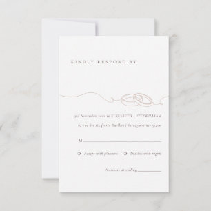 Minimal Simple Wedding Rings   Blush Wedding RSVP Card