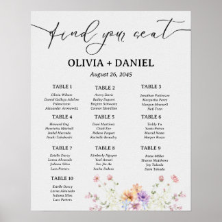 Minimal Simple Wedding Seating Chart Poster