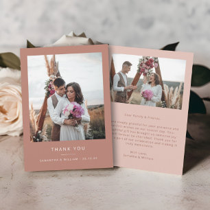 Minimal simple wedding thank you 2 pictures card