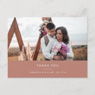 Minimal simple wedding thank you photo postcard