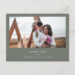 Minimal simple wedding thank you photo postcard