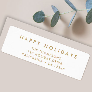 Minimal Simple White and Gold Christmas Address
