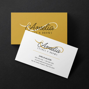 Minimal Simple White Gold Eye Lashes Brows  Business Card