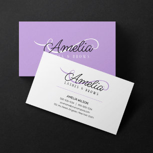 Minimal Simple White Purple Eye Lashes Brows  Business Card