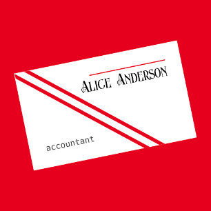 Minimal simple white red accountant Business Card