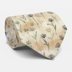 Minimal Single-Stem Floral Pattern Tie