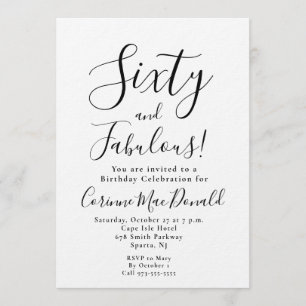 Minimal Sixty and Fabulous 60th Birthday Party Invitation