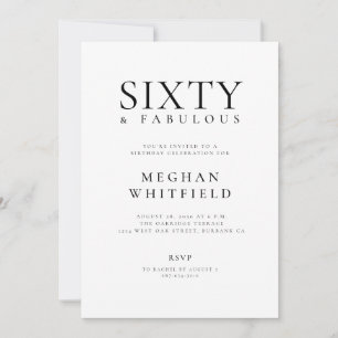 Minimal Sixty and Fabulous 60th Birthday Party Invitation