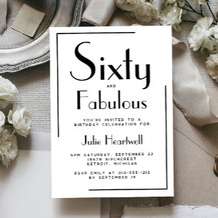 Minimal Sixty and Fabulous 60th Birthday Party Invitation