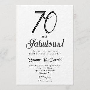 Minimal Sixty and Fabulous 70th Birthday Party Invitation