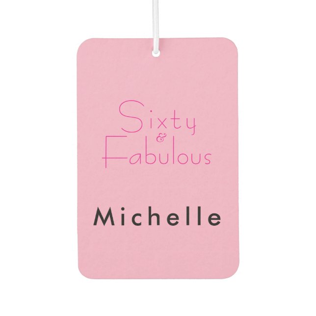 Minimal Sixty & Fabulous 60th Birthday Party Car Air Freshener (Front)