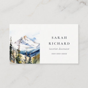 Minimal Ski Mountain Telluride Colorado Watercolor Business Card
