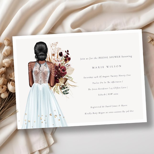 Minimal Sky Blue Wedding Gown Bridal Shower Invite (Creator Uploaded)