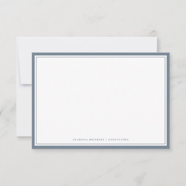 Minimal Slate Blue Flat Note Card (Front)