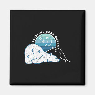 Minimal Sleeping Bear Dunes Retro Sunset Michigan Magnet