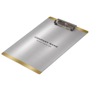 Minimal Slick Silver & Gold Metallic Texture  Clipboard