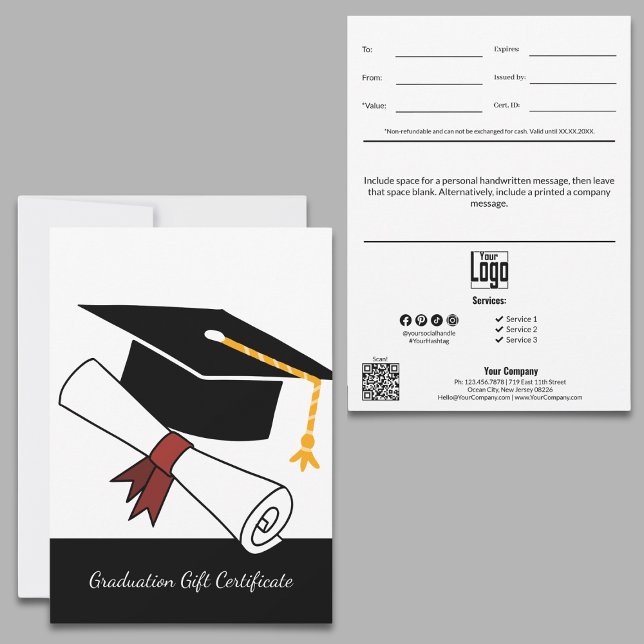 Minimal Small Business Graduation Gift Certificate (Creator Uploaded)
