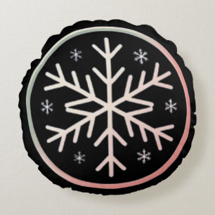 Minimal Snowflake Icon –  Winter Holiday design  Round Cushion