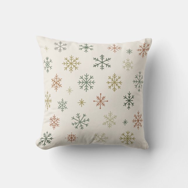 Minimal Snowflakes Seamless Pattern Cushion (Front)