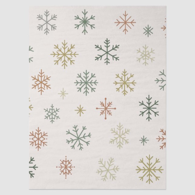 Minimal Snowflakes Seamless Pattern Tissue Paper (Front)