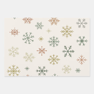 Minimal Snowflakes Seamless Pattern Wrapping Paper Sheet