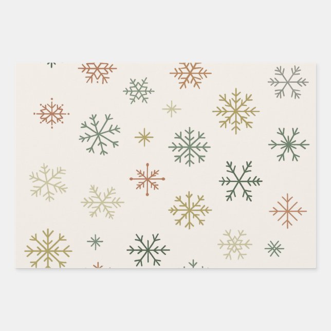 Minimal Snowflakes Seamless Pattern Wrapping Paper Sheet (Front)