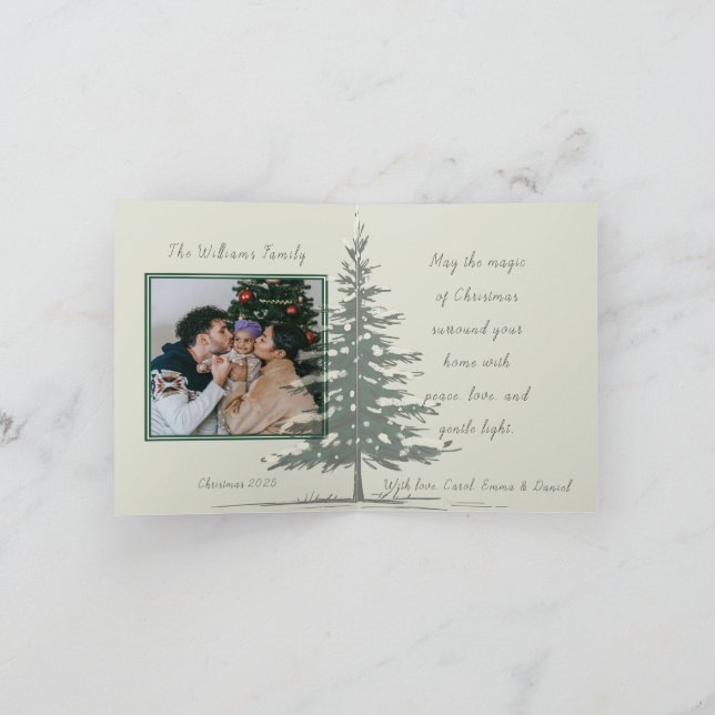 Minimal Snowy Christmas Tree Winter Watercolor  Holiday Card (Inside)