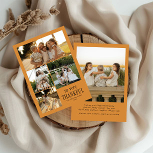 Minimal So Very Thankful Photos Happy Thanksgiving Holiday Card