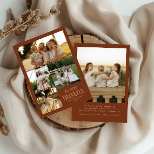 Minimal So Very Thankful Photos Happy Thanksgiving Holiday Card