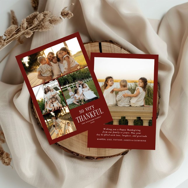 Minimal So Very Thankful Photos Happy Thanksgiving Holiday Card (Creator Uploaded)