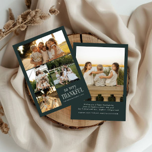 Minimal So Very Thankful Photos Happy Thanksgiving Holiday Card