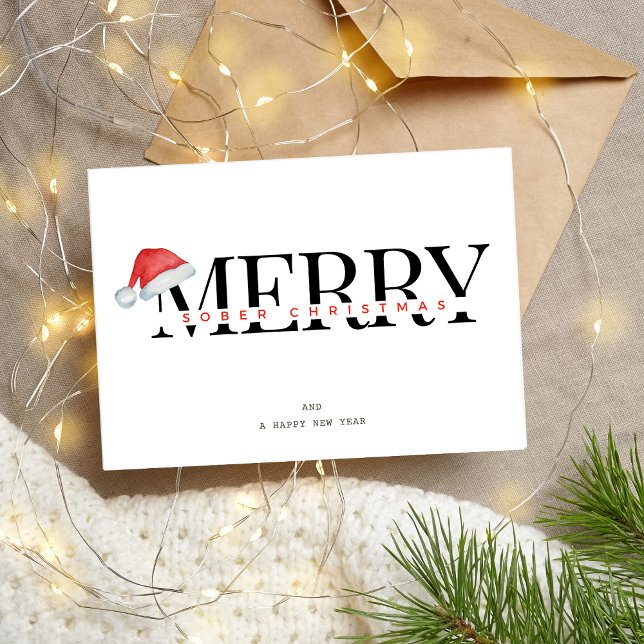 Minimal Sobriety Merry Sober Christmas Card (Merry Sober Christmas Card)