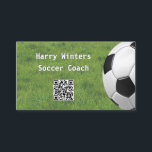 Minimal Soccer Ball Grass QR Code Football Coach Business Card<br><div class="desc">Aim high with this soccer themed business card, which features a striking picture of a black and white football. The front of the card has a background of green grass, with a QR code to personalise with your URL, and text to customise with your name and position. On the back,...</div>
