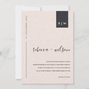 MINIMAL SOFT BLUSH PINK LINEN TYPOGRAPHY WEDDING INVITATION