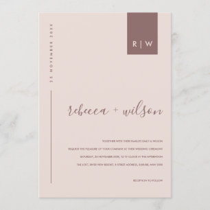 MINIMAL SOFT BLUSH PINK PEACH TYPOGRAPHY WEDDING INVITATION