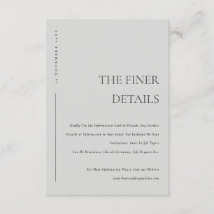 Minimal Soft Light Grey Typography Wedding Detail Enclosure Card