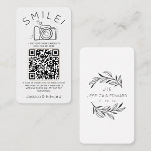 Minimal Soft Memorable Photos Qr Code wedding Chic Place Card