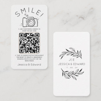 Minimal Soft Memorable Photos Qr Code wedding Chic Place Card