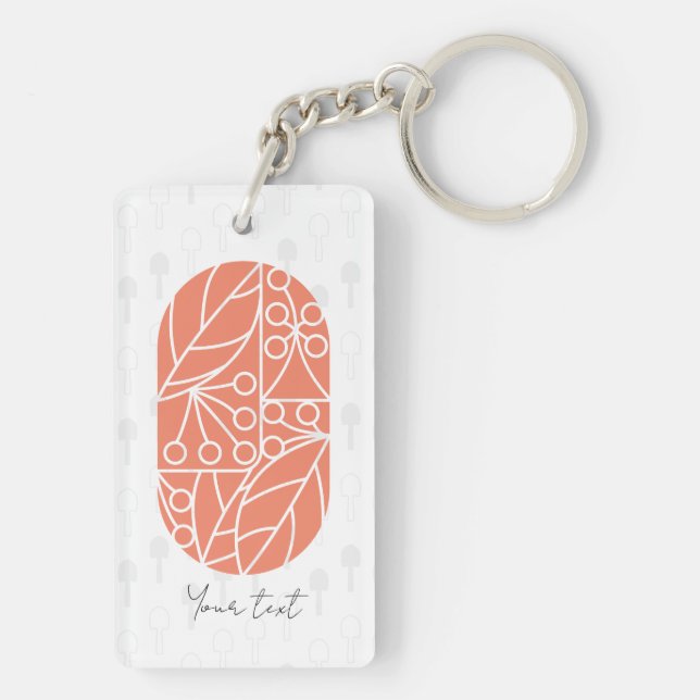 Minimal soft orange line art elegant key ring (Back)